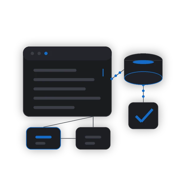 Illustration: Softwareentwicklung – Applikation, Code und Datenmodell