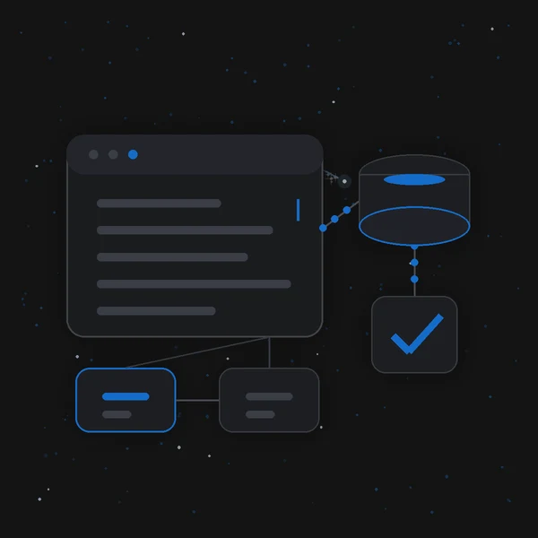 Illustration: Softwareentwicklung – Applikation, Code und Datenmodell